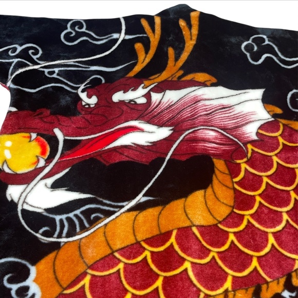 Vintage Men's Japanese Robe Dragons Smoking Robe Hollywood Thick Plush Heavy - Picture 9 of 12